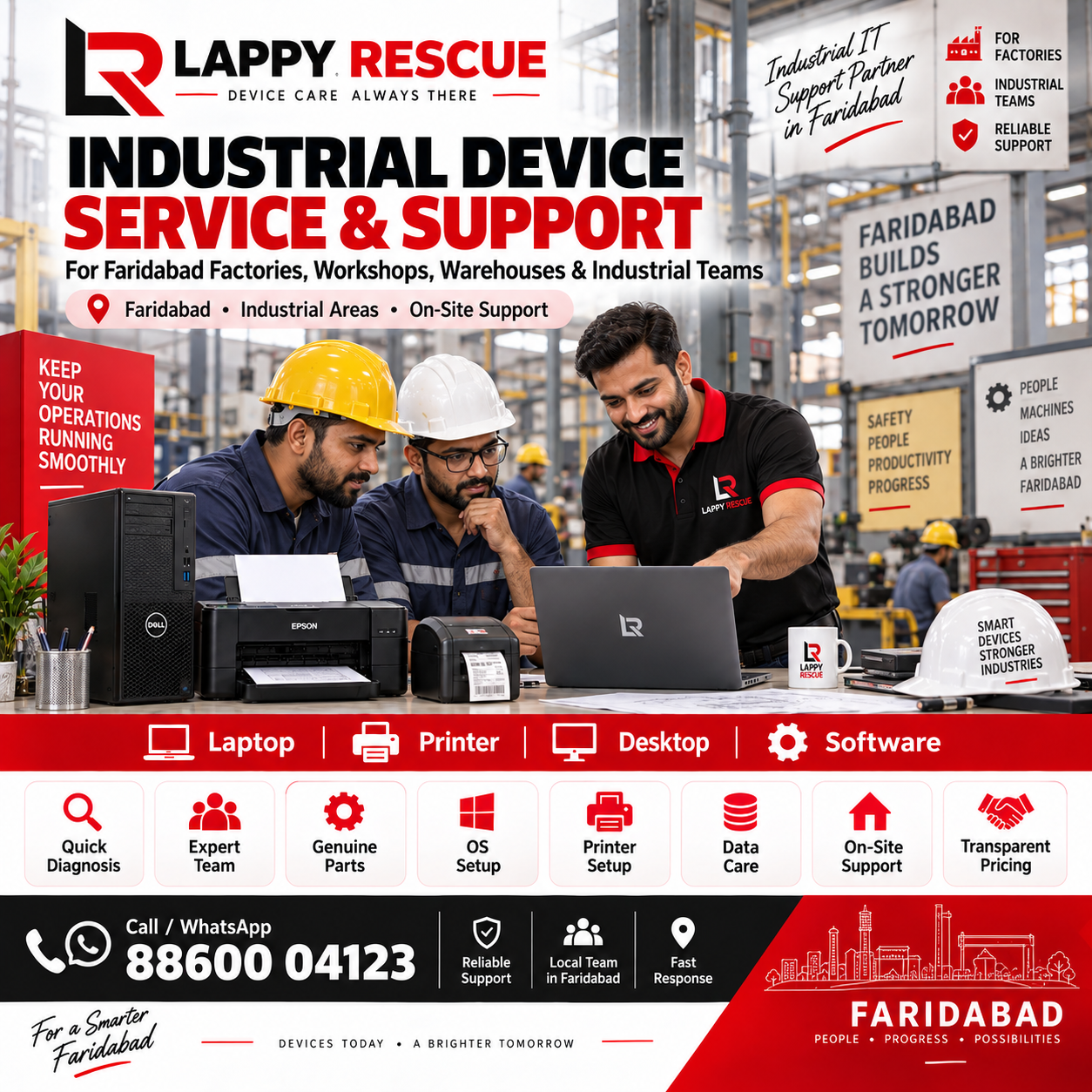 Industrial device support for Faridabad factories and warehouses