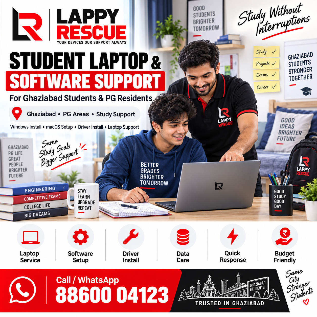 Student laptop and software support in Ghaziabad
