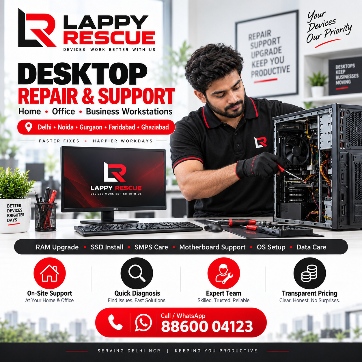 Desktop repair and support across Delhi NCR