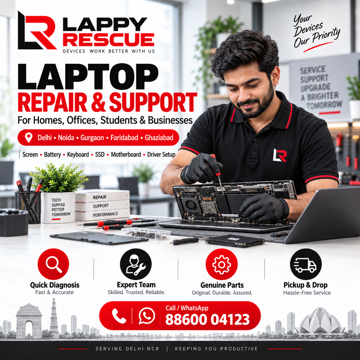 Laptop repair and support across Delhi NCR