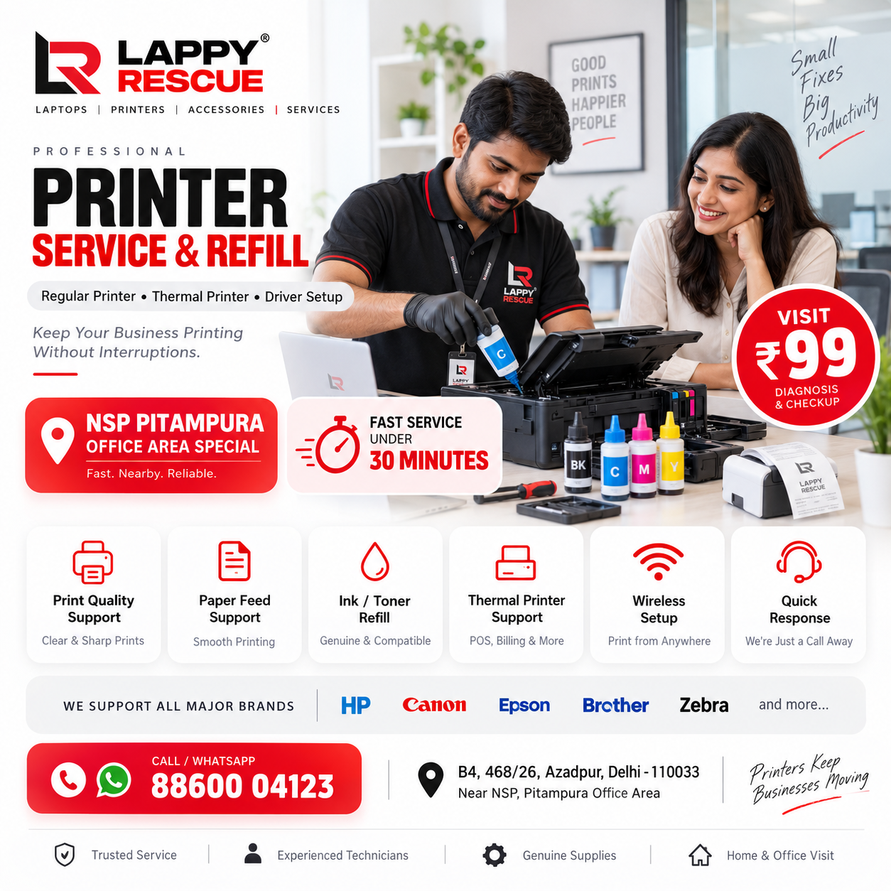 Printer service and refill in NSP Pitampura